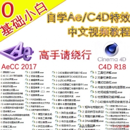 【120006】零基础学AE和C4D特效小白入门到精通中文视频教程